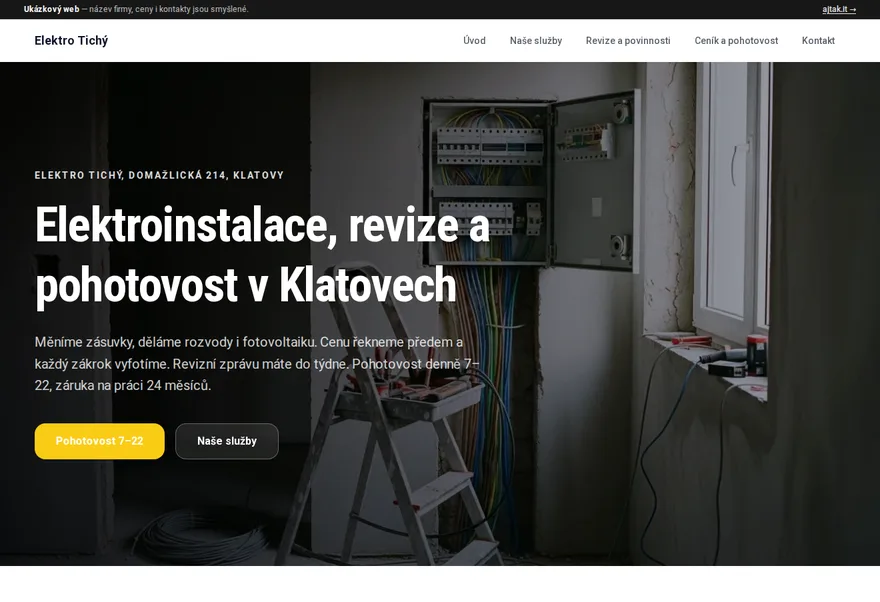 Ukázkový web — Elektro Tichý