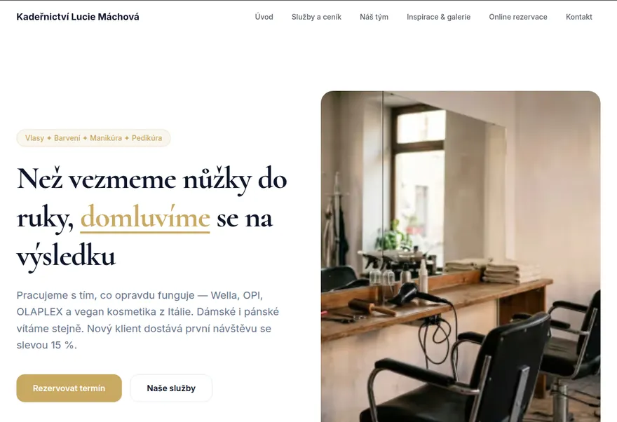 Ukázkový web — Kadeřnictví Lucie Máchová