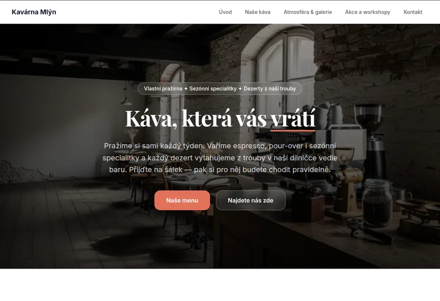 Ukázkový web — Kavárna Mlýn
