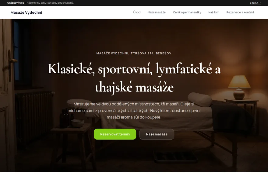 Ukázkový web — Masáže Vydechni