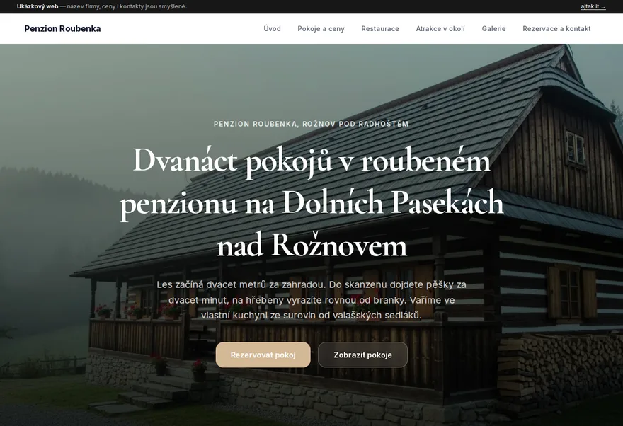 Ukázkový web — Penzion Roubenka