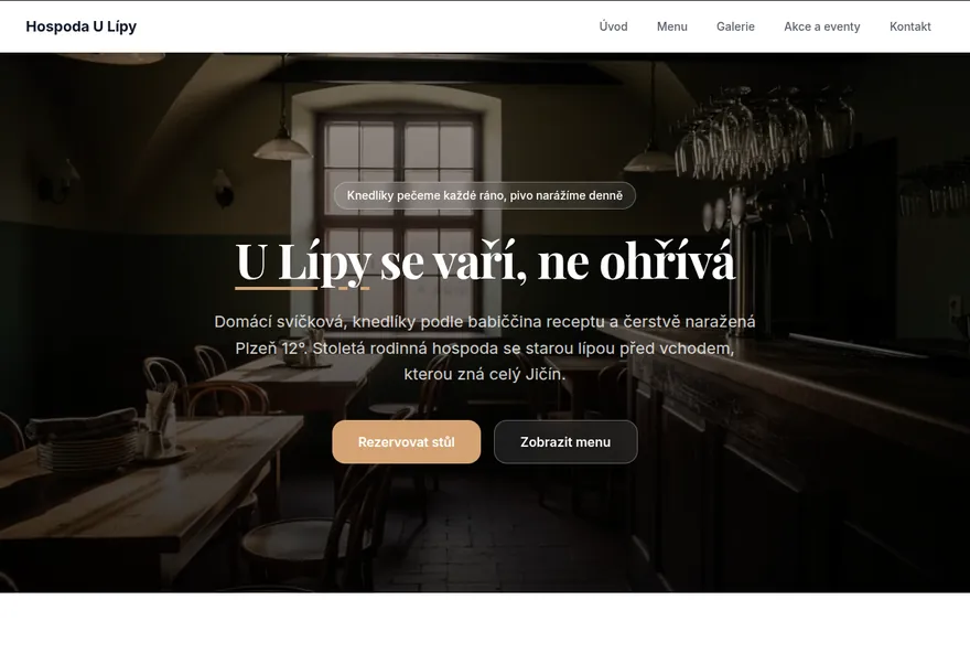 Ukázkový web — Hospoda U Lípy