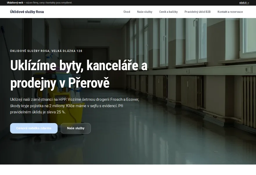 Ukázkový web — Úklidové služby Rosa